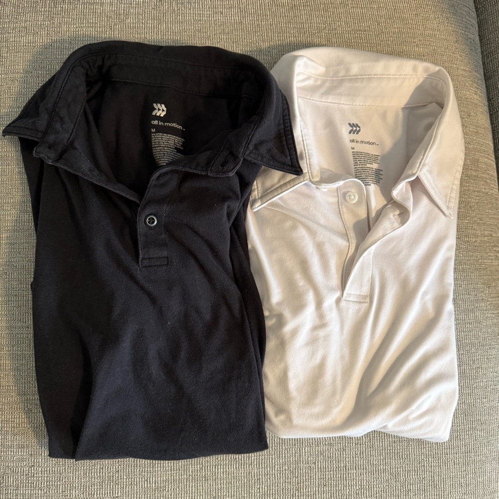 All in Motion Men's Black and White Polo Shirts